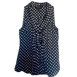 White House Black Market sleeveless, polka dot blouse